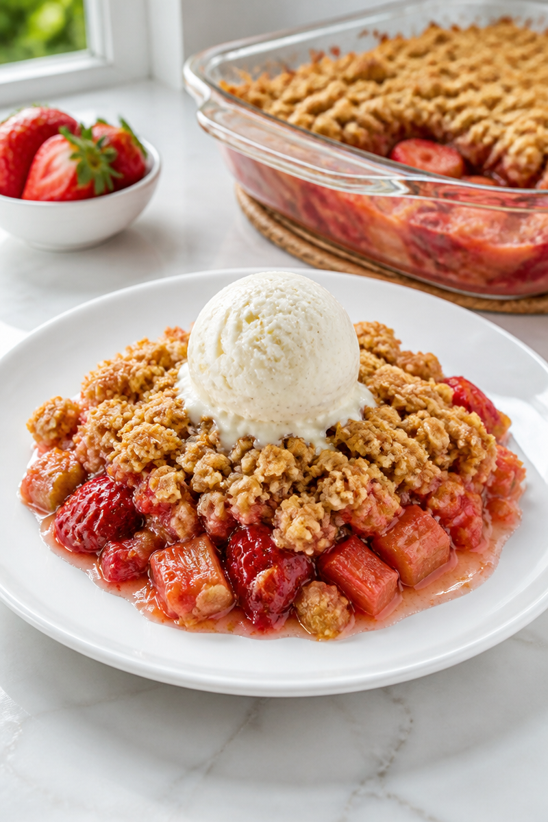 Homemade Rhubarb and Strawberry Crisp