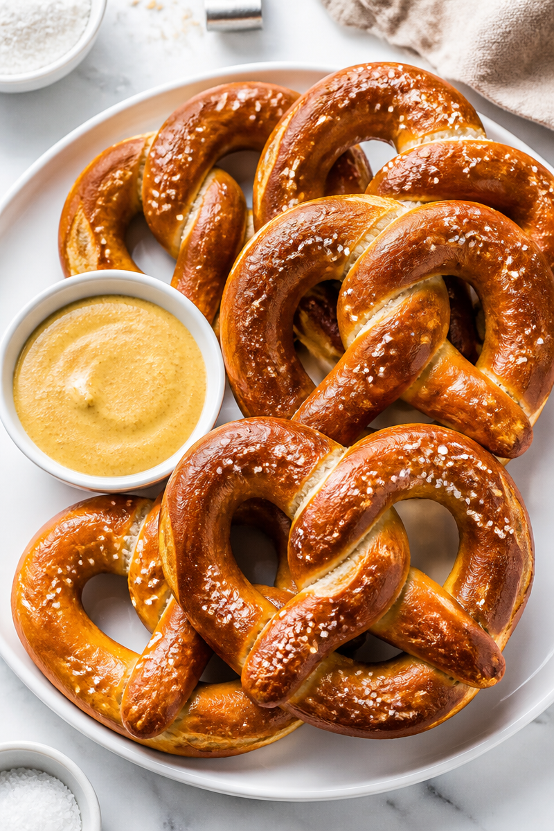 Homemade Soft Pretzels with Spicy Mustard Dip Homemade Soft Pretzels with Spicy Mustard Dip