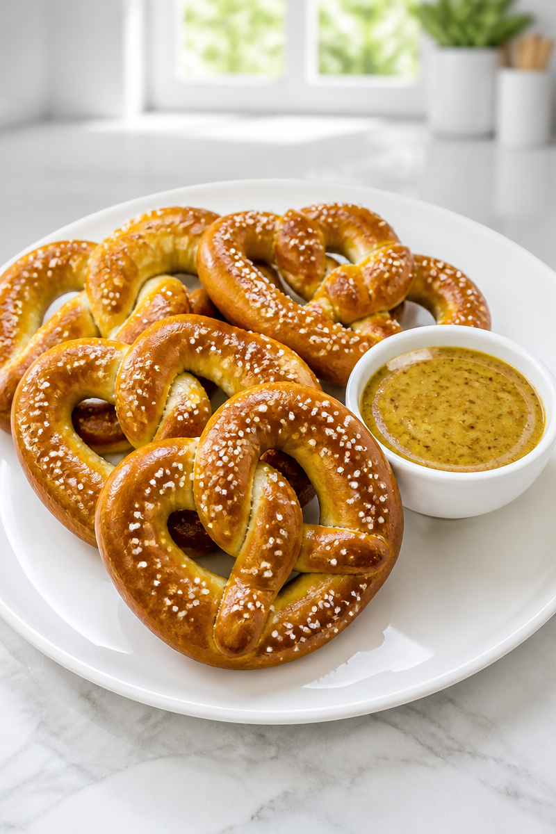 Homemade Soft Pretzels with Spicy Mustard Dip Homemade Soft Pretzels with Spicy Mustard Dip