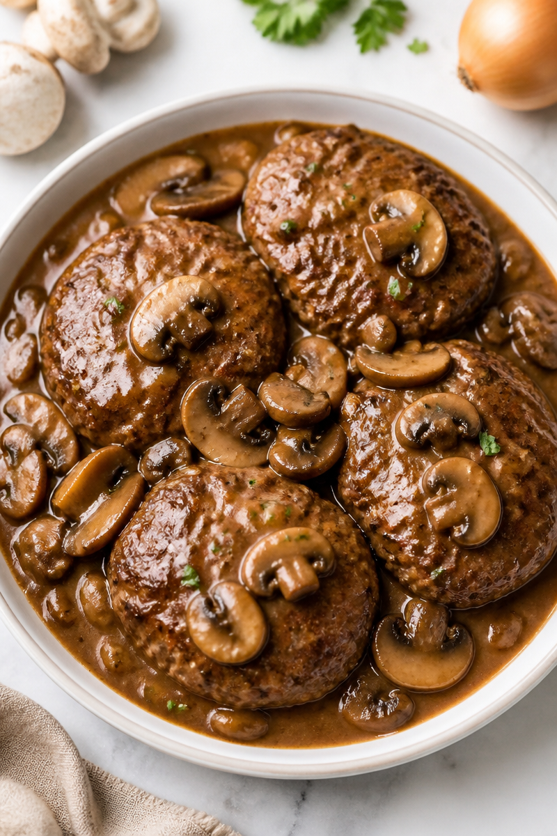 Homestyle Salisbury Steak with Rich Mushroom Gravy