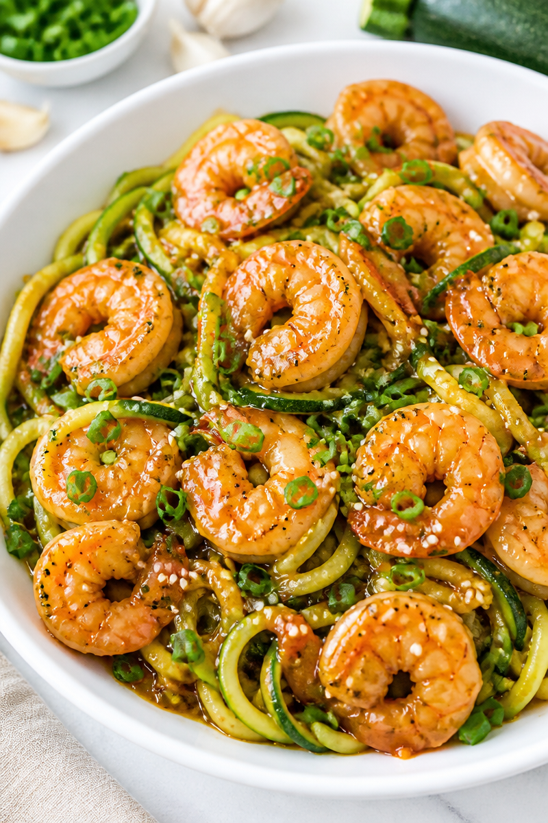 Honey Garlic Shrimp with Zucchini Noodle Stir-Fry Honey Garlic Shrimp with Zucchini Noodle Stir-Fry