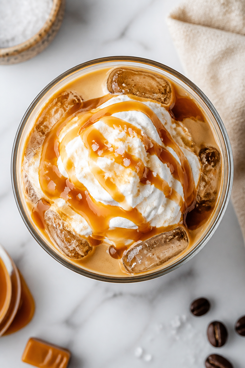 Iced Salted Caramel Macchiato Coffee Drink Iced Salted Caramel Macchiato Coffee Drink