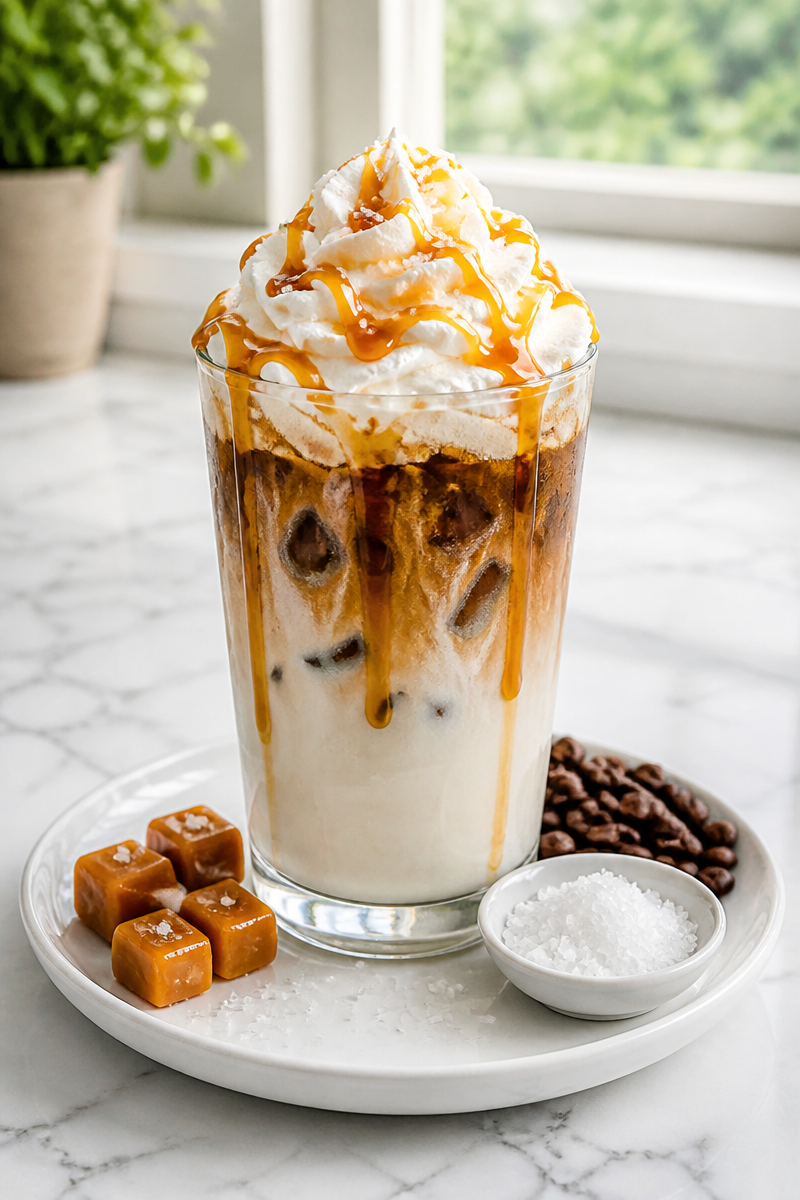 Iced Salted Caramel Macchiato Coffee Drink Iced Salted Caramel Macchiato Coffee Drink