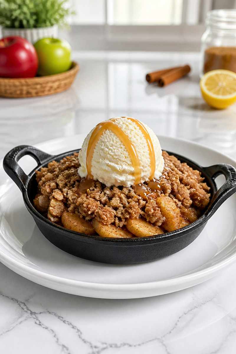 Individual Cast Iron Skillet Apple Crisp Recipe