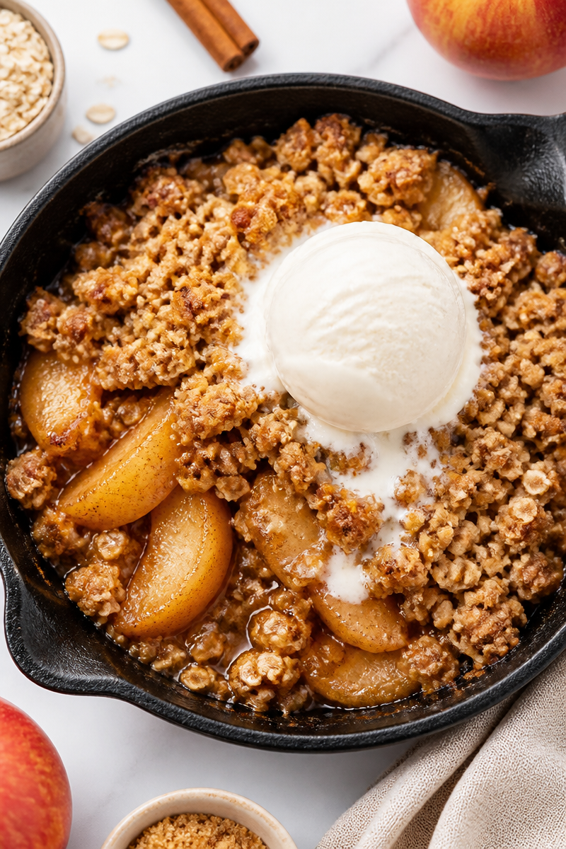 Individual Cast Iron Skillet Apple Crisp Recipe