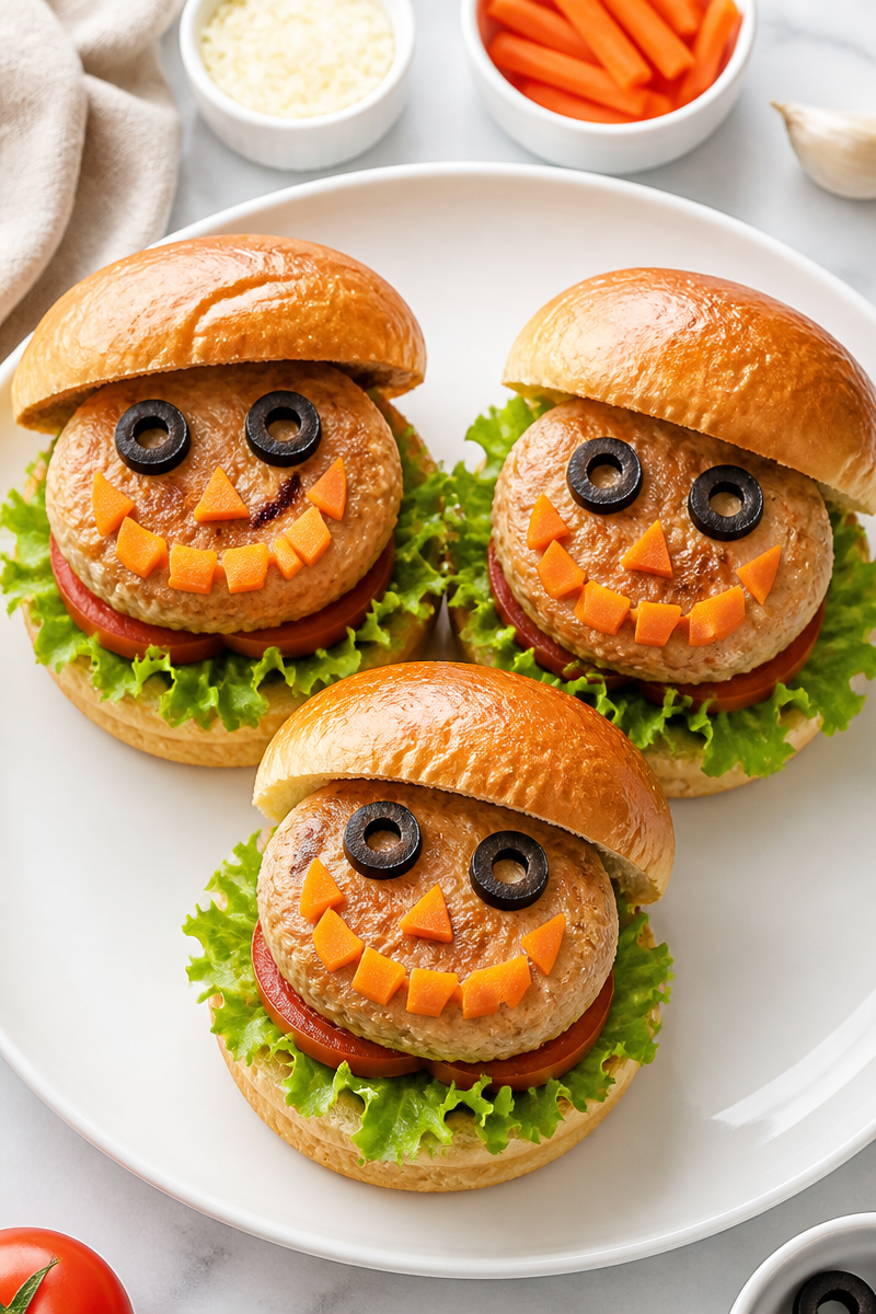 Jack O Lantern Mini Turkey Burger Lunch Jack O Lantern Mini Turkey Burger Lunch
