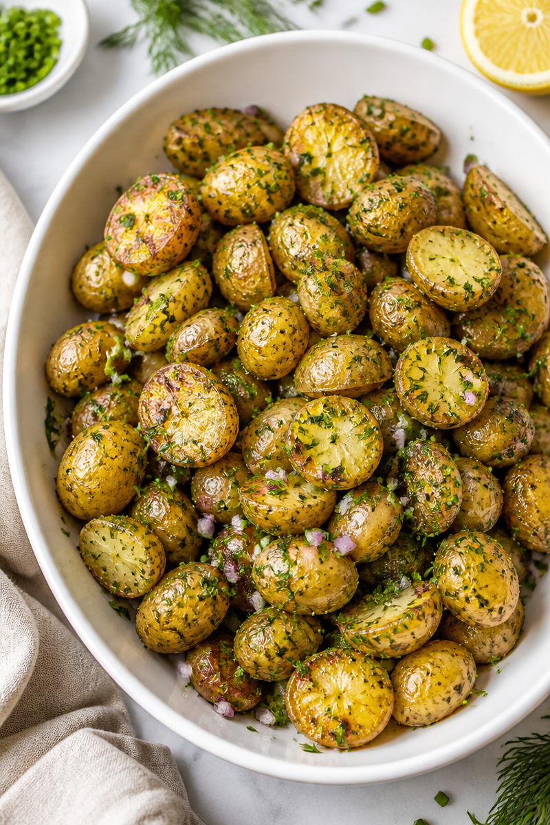 Jamie Oliver Inspired Herb Roasted Potato Salad