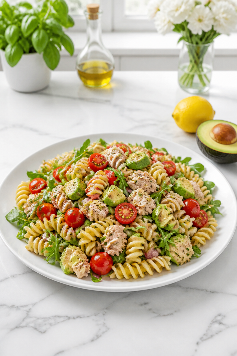 Light Tuna and Avocado Pasta Salad
