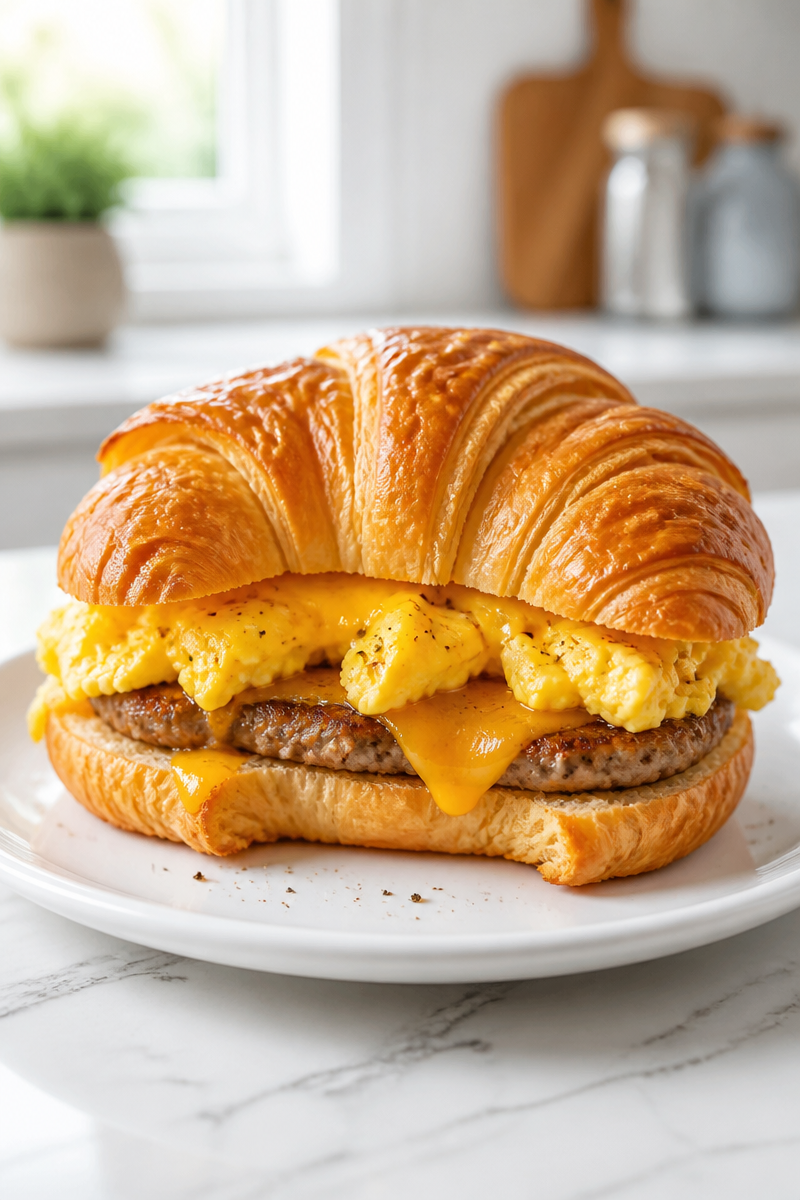 Make-Ahead Breakfast Sausage Croissant Sandwich