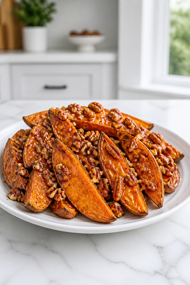 Maple Pecan Crusted Oven Roasted Sweet Potato Side