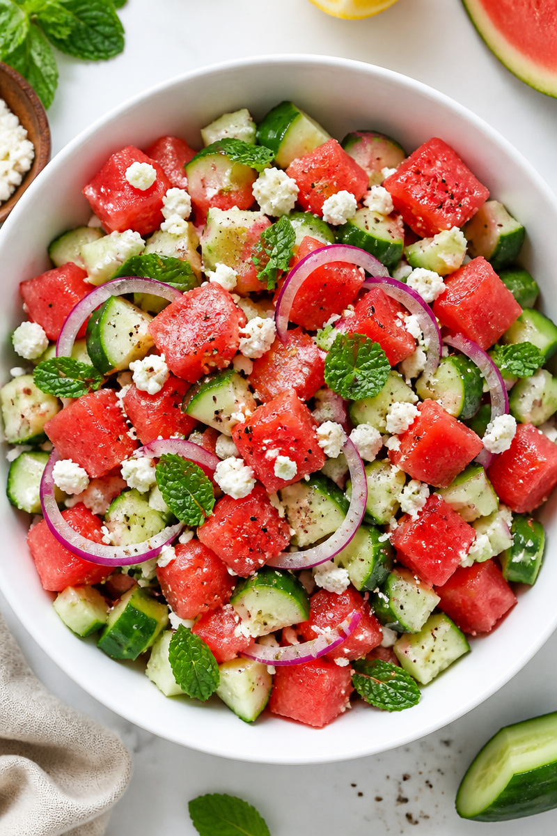 Mediterranean Watermelon and Cucumber Salad Mediterranean Watermelon and Cucumber Salad