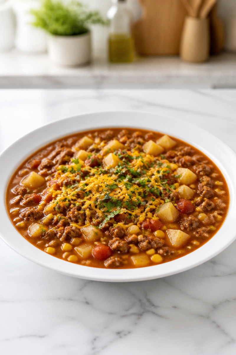 Mexican Ground Beef and Potato Soup with Cheese Mexican Ground Beef and Potato Soup with Cheese