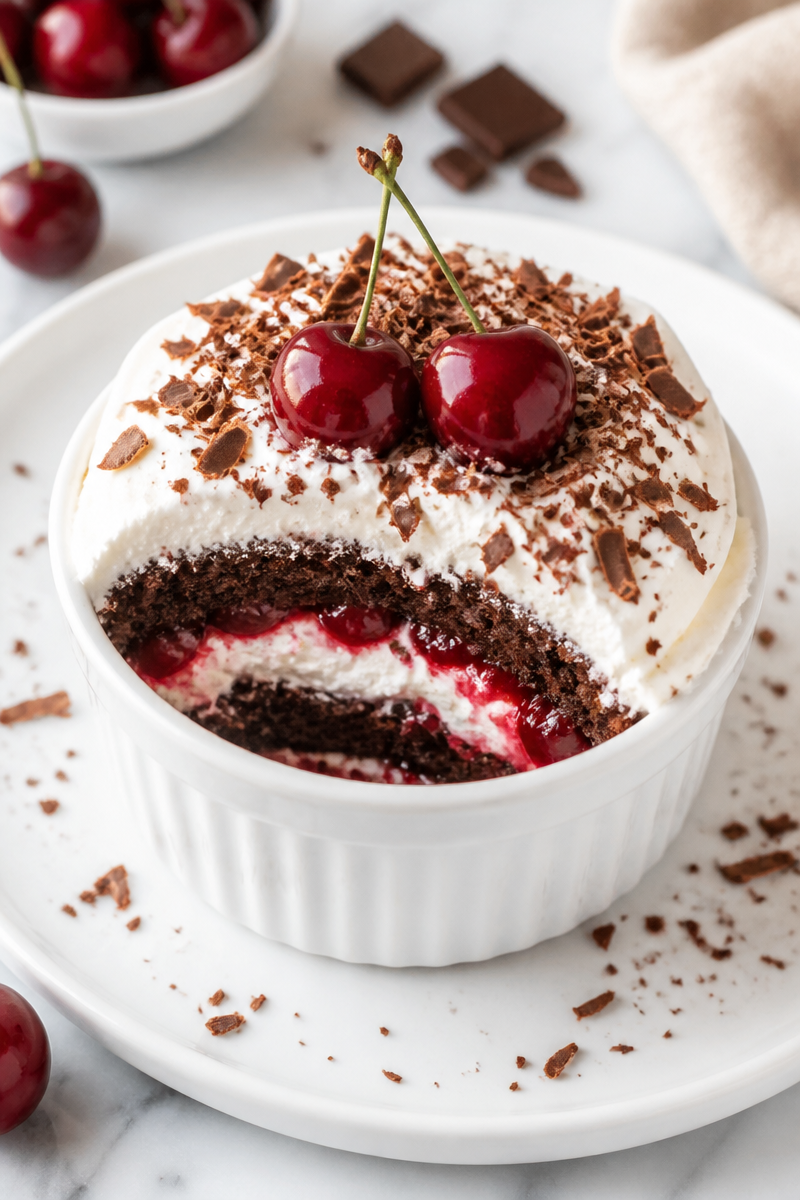 Mini Individual Cherry Layered Black Forest Cake