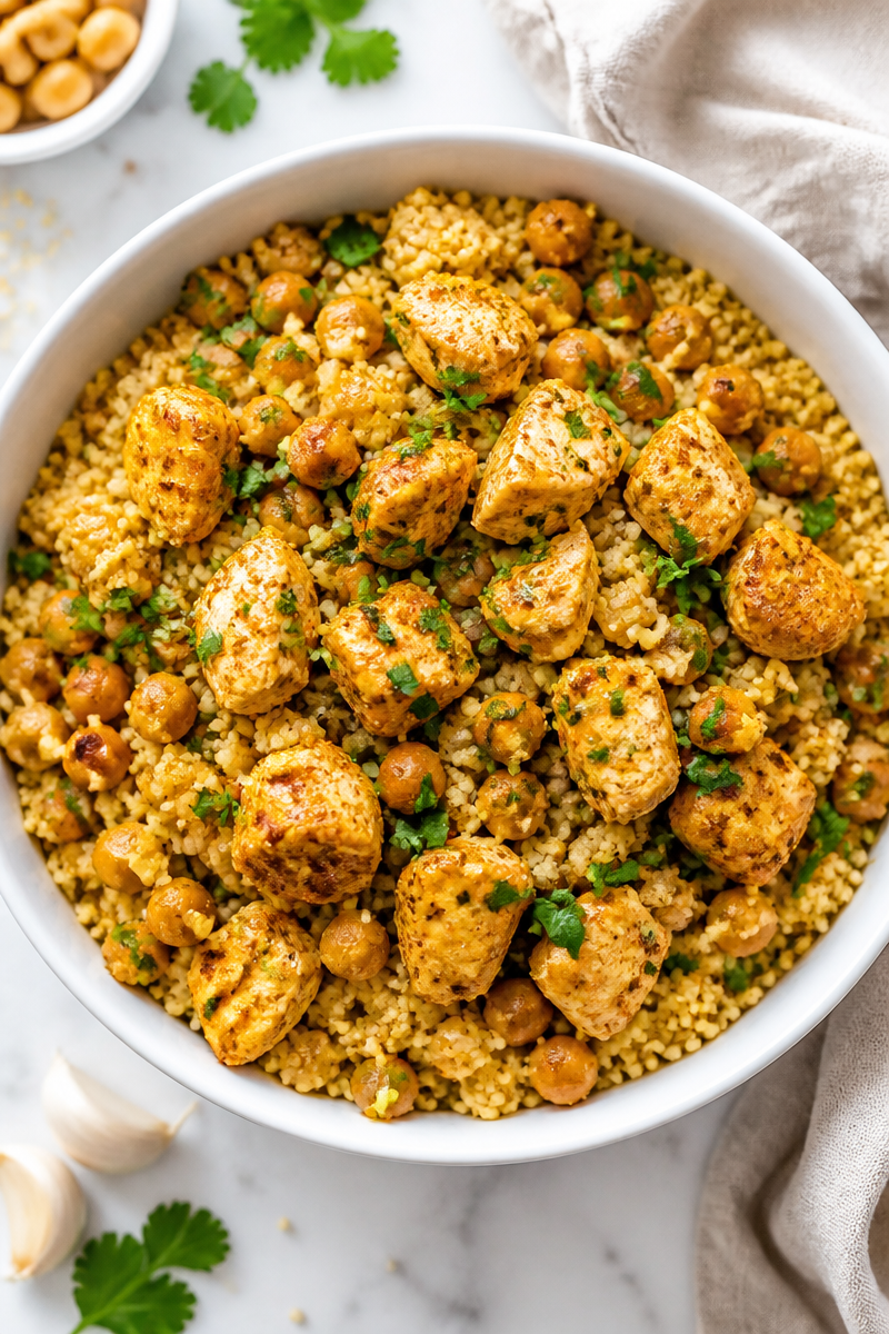 Moroccan Chicken Couscous Bowl with Chickpeas Moroccan Chicken Couscous Bowl with Chickpeas
