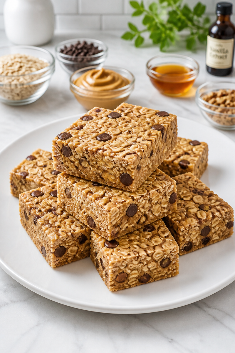 No Bake Peanut Butter Oat Granola Bar