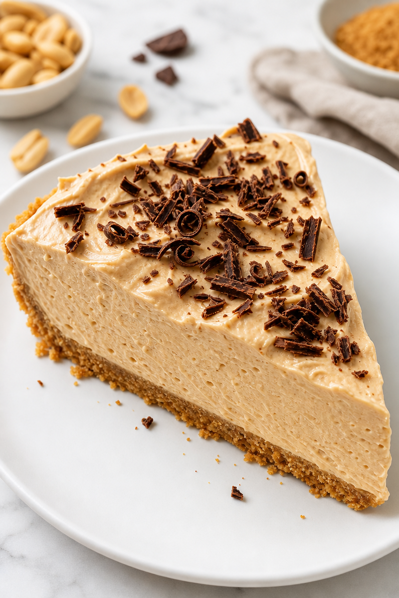 No-Bake Peanut Butter Pie Slice