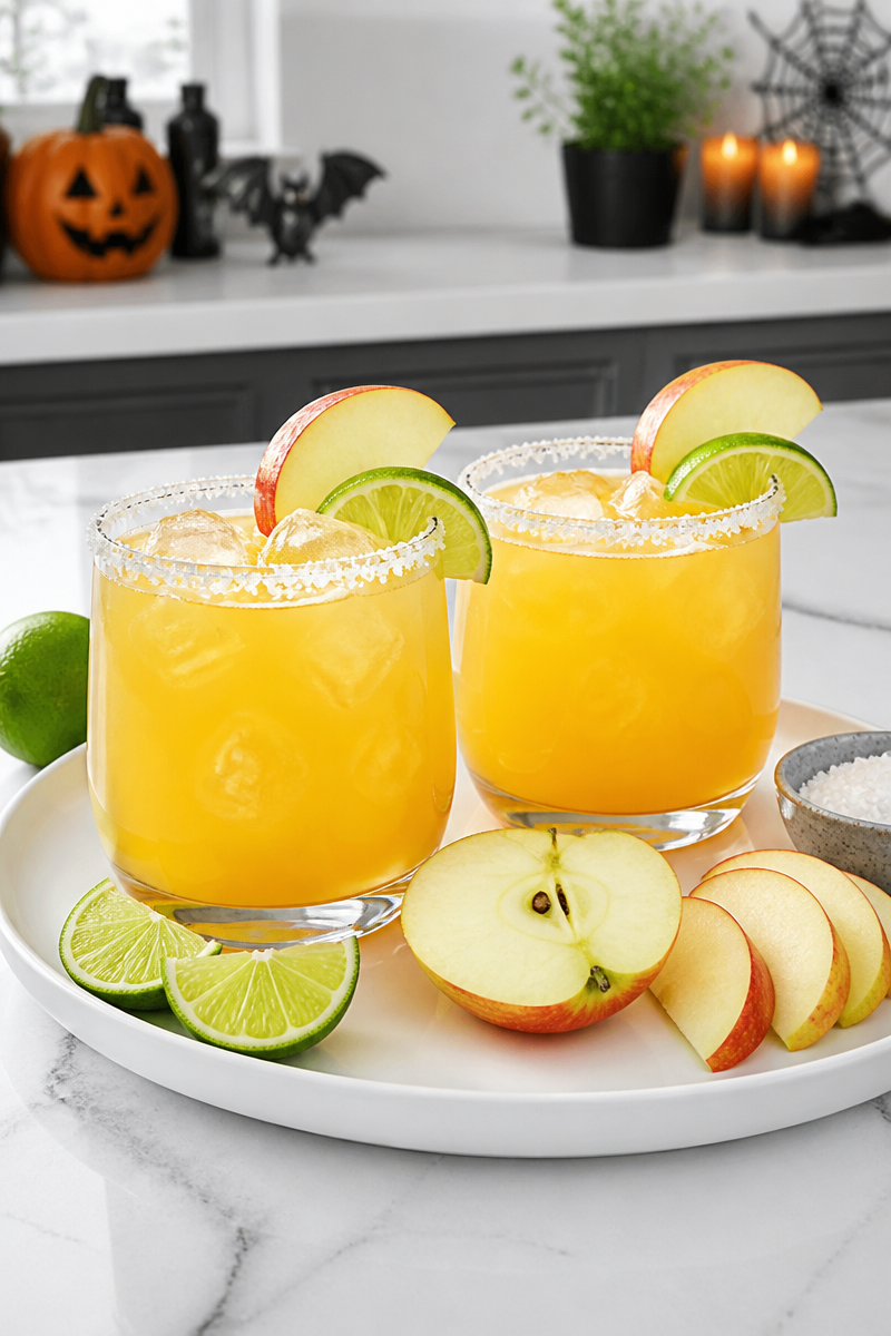Non Alcoholic Apple Cider Margarita Halloween Cocktail