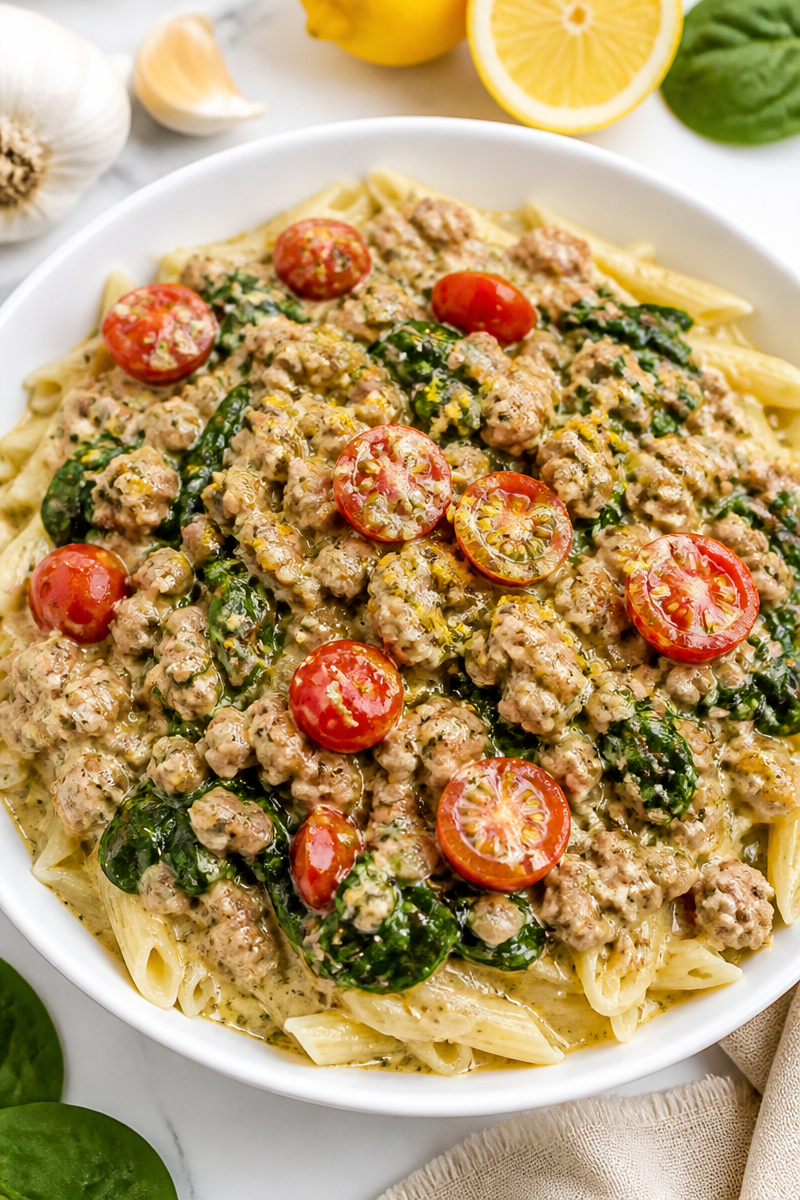 One-Pot Creamy Lemon Herb Turkey Skillet