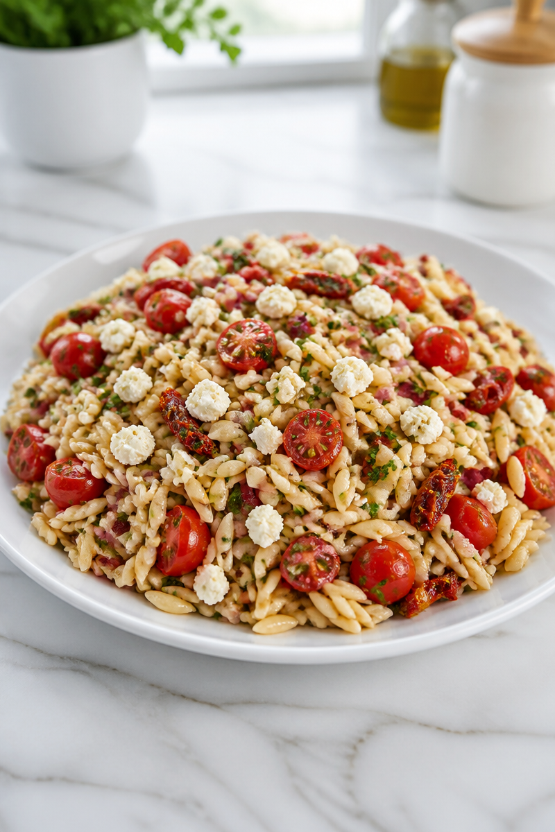 Orzo Pasta Salad with Feta and Sun-Dried Tomatoes
