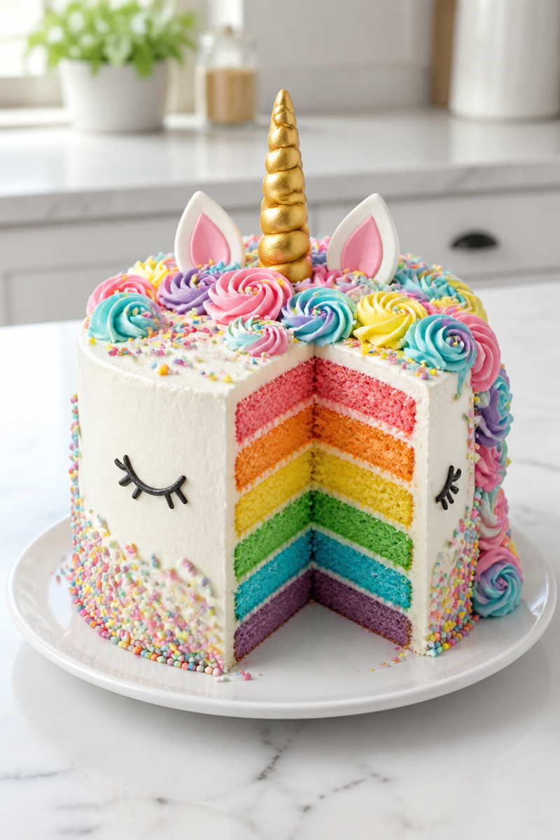 Pastel Unicorn Buttercream Layered Rainbow Cake Pastel Unicorn Buttercream Layered Rainbow Cake