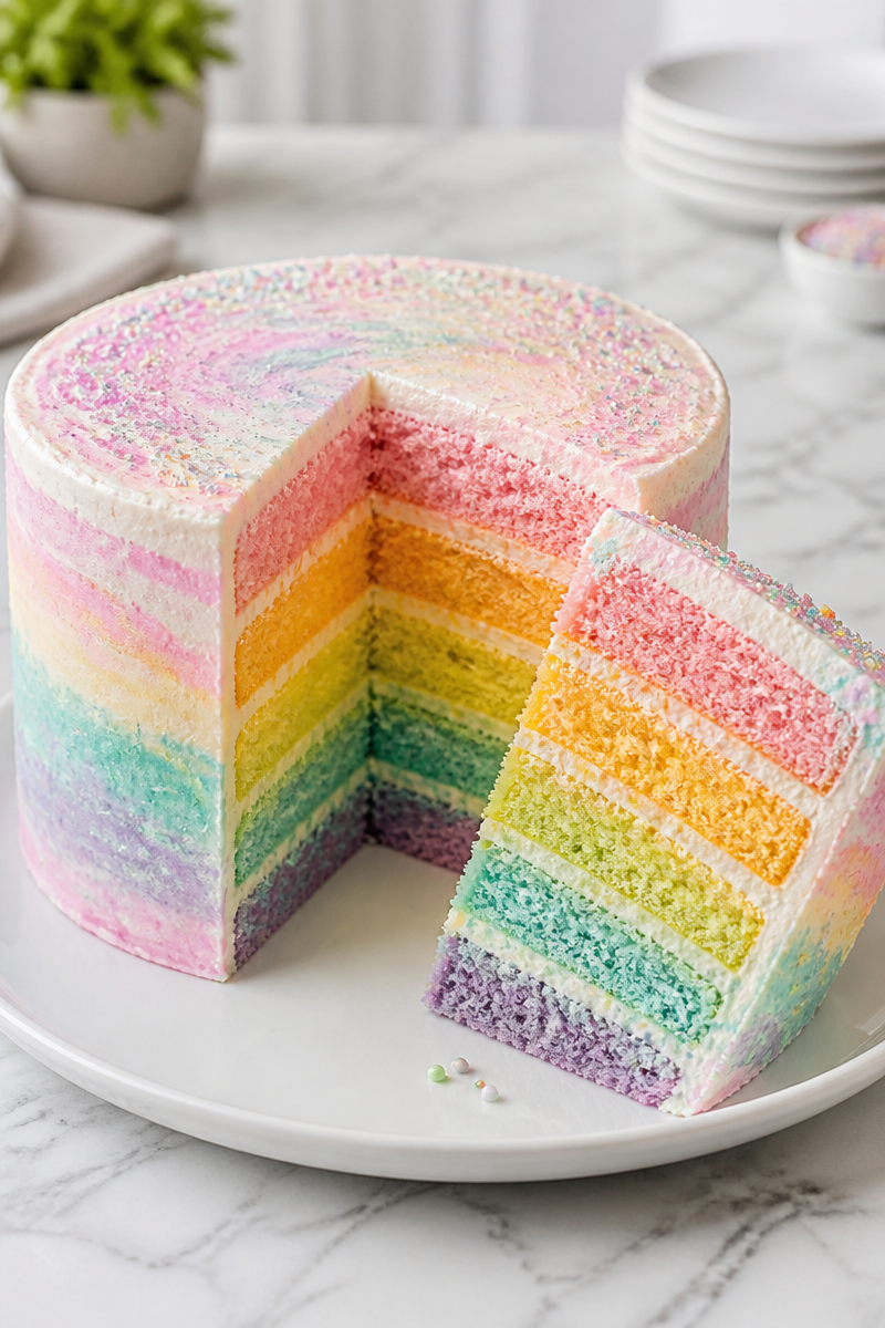 Pastel Watercolor Vanilla Bean Rainbow Cake Pastel Watercolor Vanilla Bean Rainbow Cake