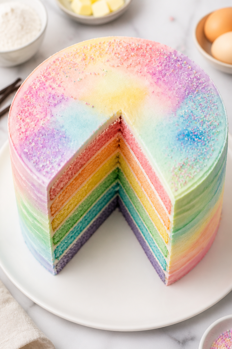 Pastel Watercolor Vanilla Bean Rainbow Cake Pastel Watercolor Vanilla Bean Rainbow Cake