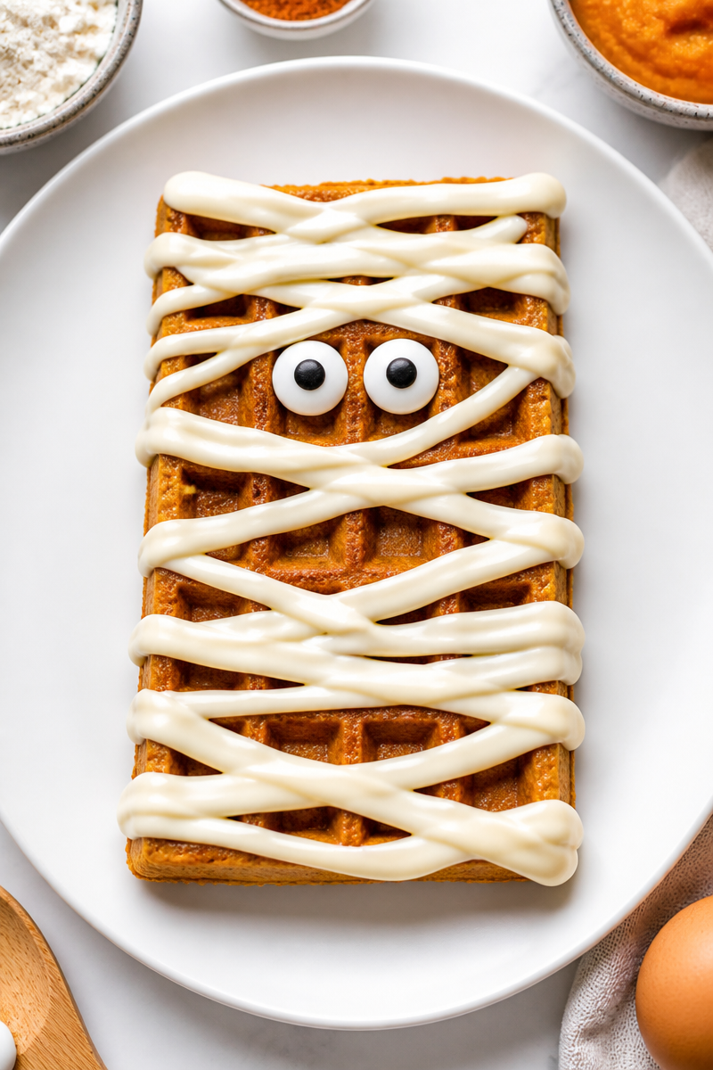 Pumpkin Spice Mummy Waffle Slice Pumpkin Spice Mummy Waffle Slice