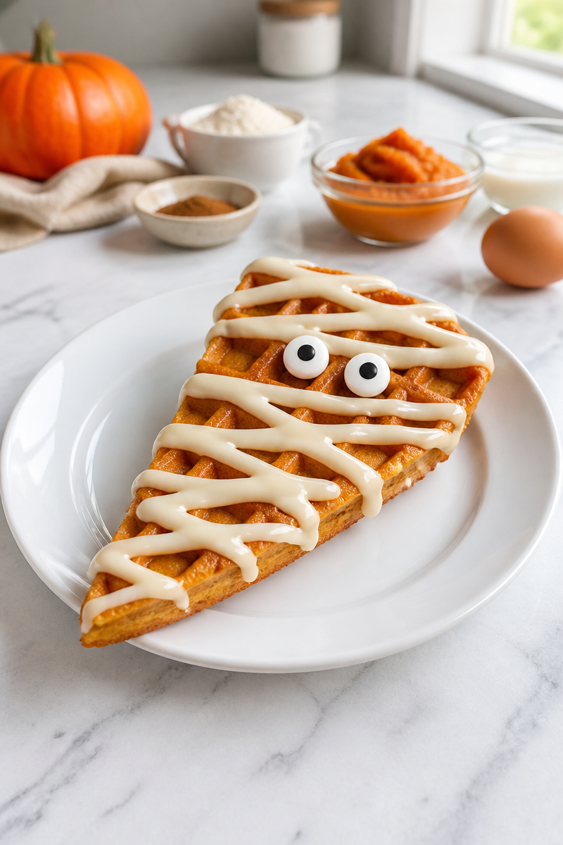 Pumpkin Spice Mummy Waffle Slice Pumpkin Spice Mummy Waffle Slice