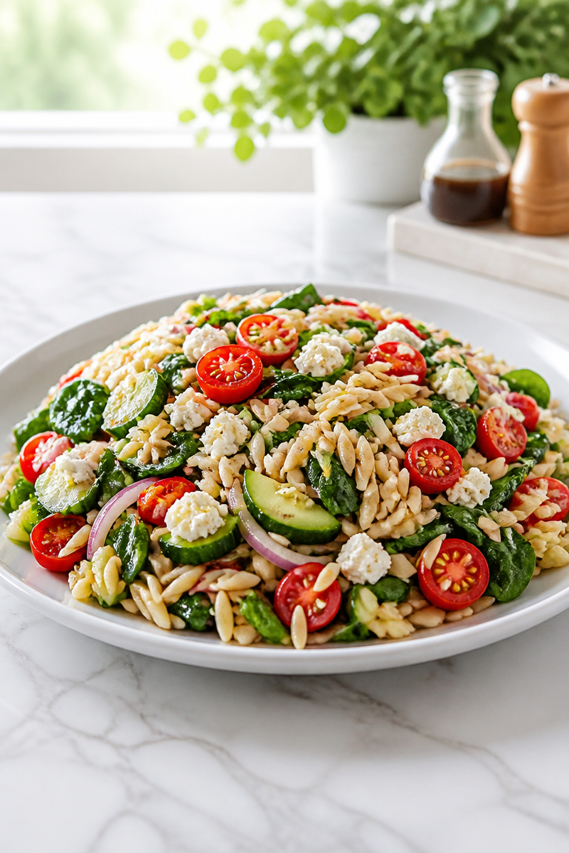 Quick 20-Minute Balsamic Orzo Salad with Spinach and Feta Quick 20-Minute Balsamic Orzo Salad with Spinach and Feta