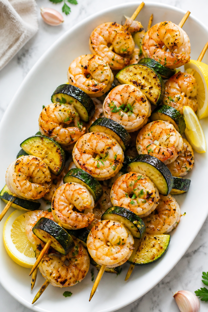 Quick Grilled Shrimp And Zucchini Summer Dinner Idea