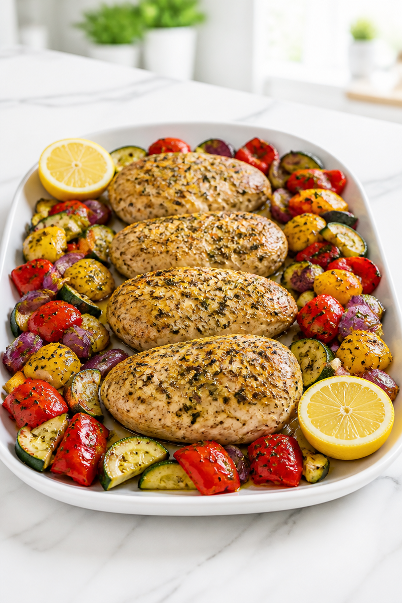 Quick Sheet Pan Lemon Herb Chicken Easy High Protein Meal Prep