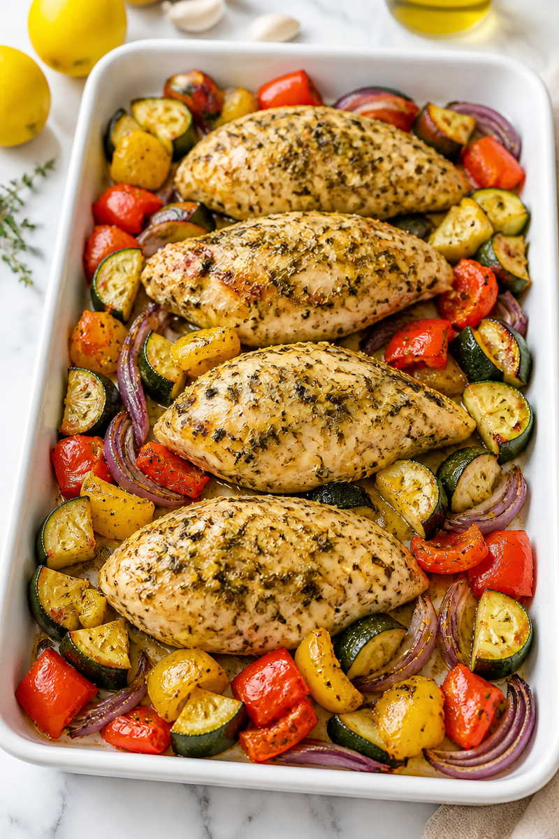 Quick Sheet Pan Lemon Herb Chicken Easy High Protein Meal Prep