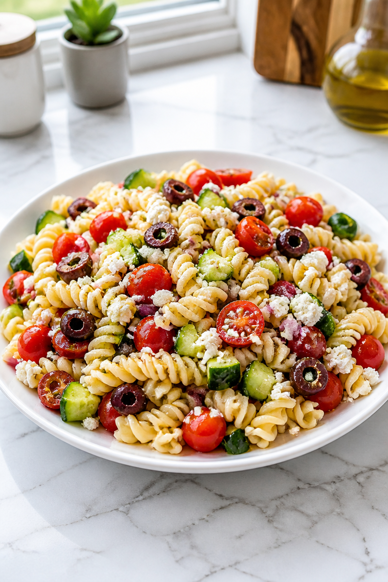 Refreshing Greek Pasta Salad with Kalamata Olive Refreshing Greek Pasta Salad with Kalamata Olive