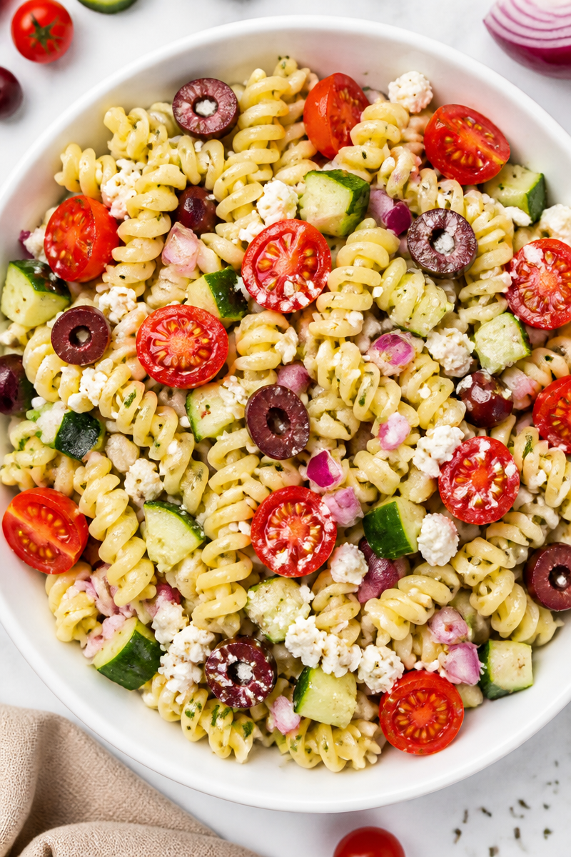 Refreshing Greek Pasta Salad with Kalamata Olive Refreshing Greek Pasta Salad with Kalamata Olive