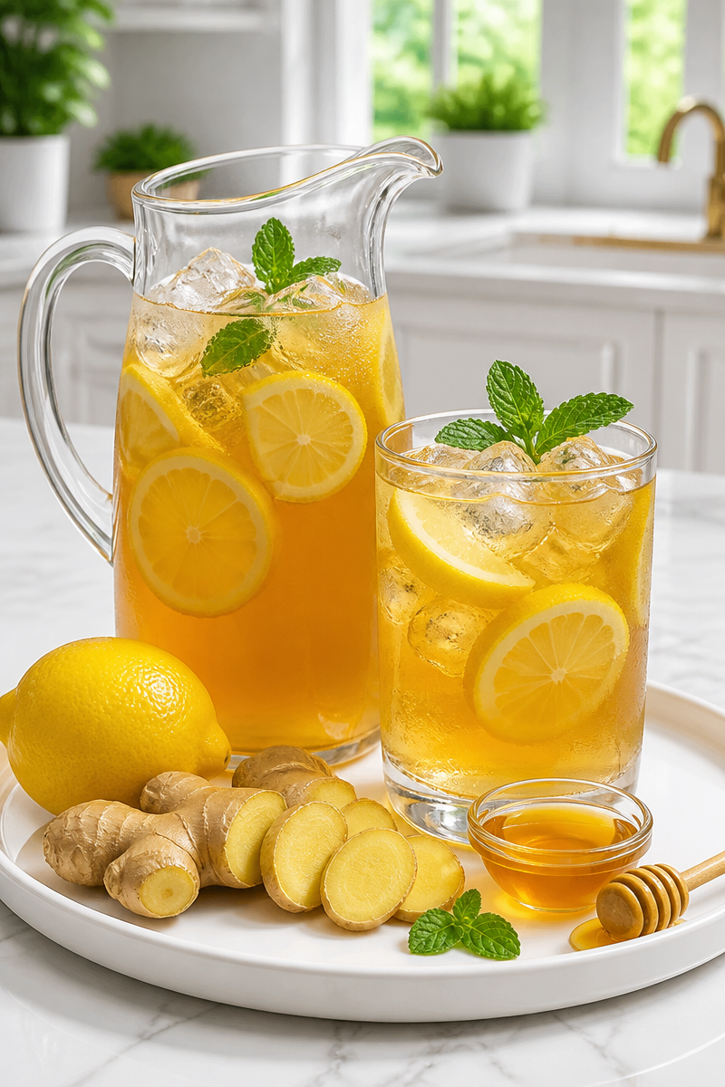 Refreshing Iced Honey Lemon Ginger Tea Refreshing Iced Honey Lemon Ginger Tea