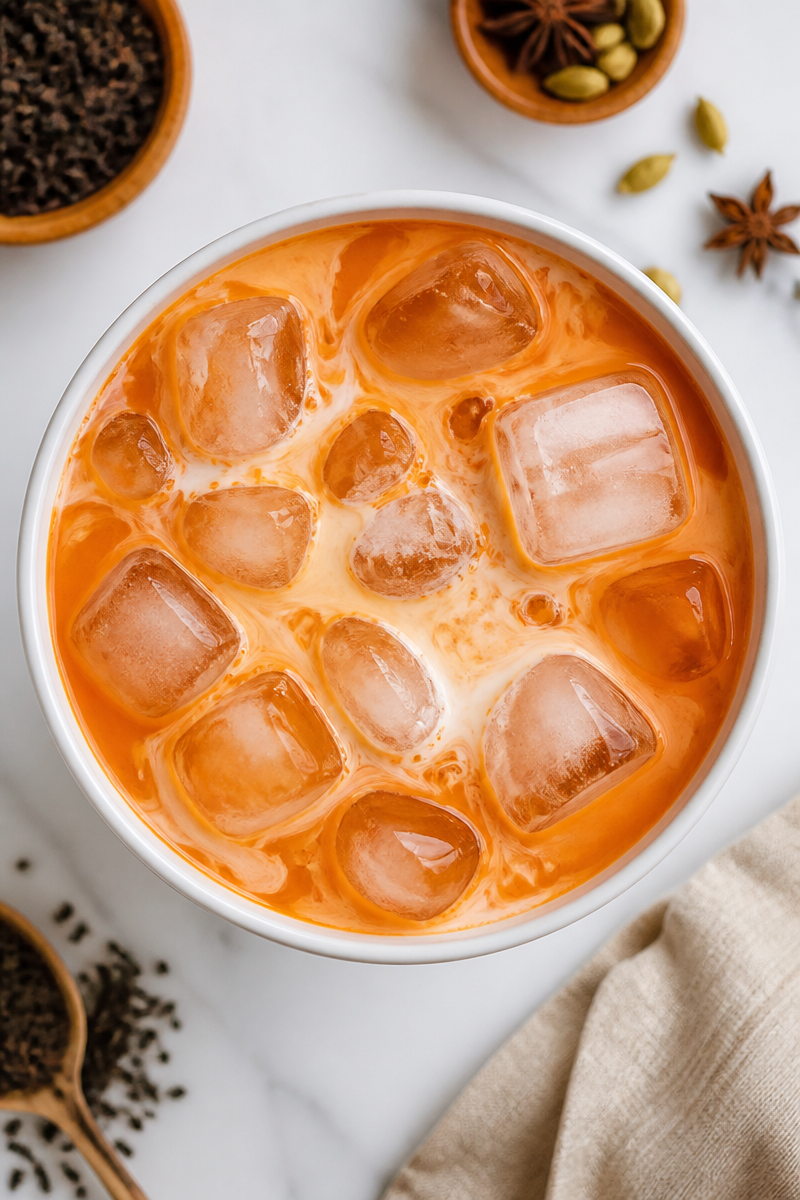 Refreshing Iced Thai Milk Tea with Cream Refreshing Iced Thai Milk Tea with Cream