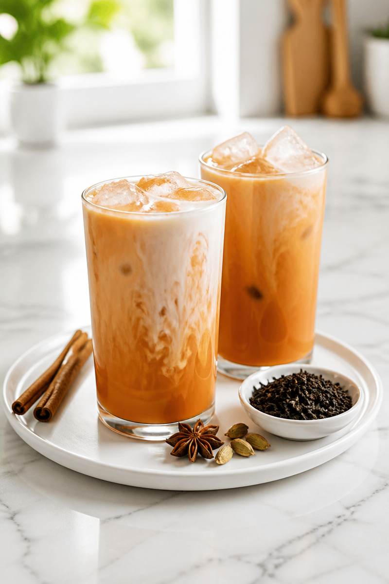 Refreshing Iced Thai Milk Tea with Cream Refreshing Iced Thai Milk Tea with Cream