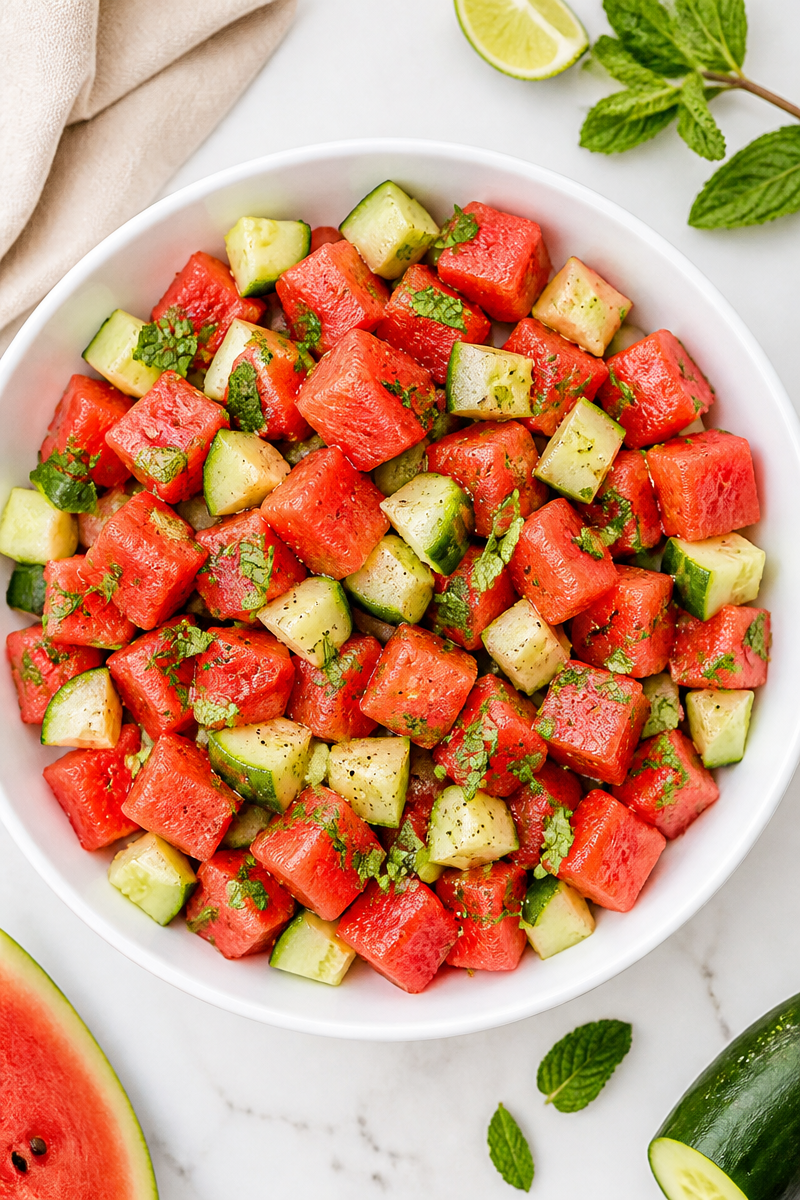 Refreshing Watermelon Cucumber Salad with Mint Refreshing Watermelon Cucumber Salad with Mint
