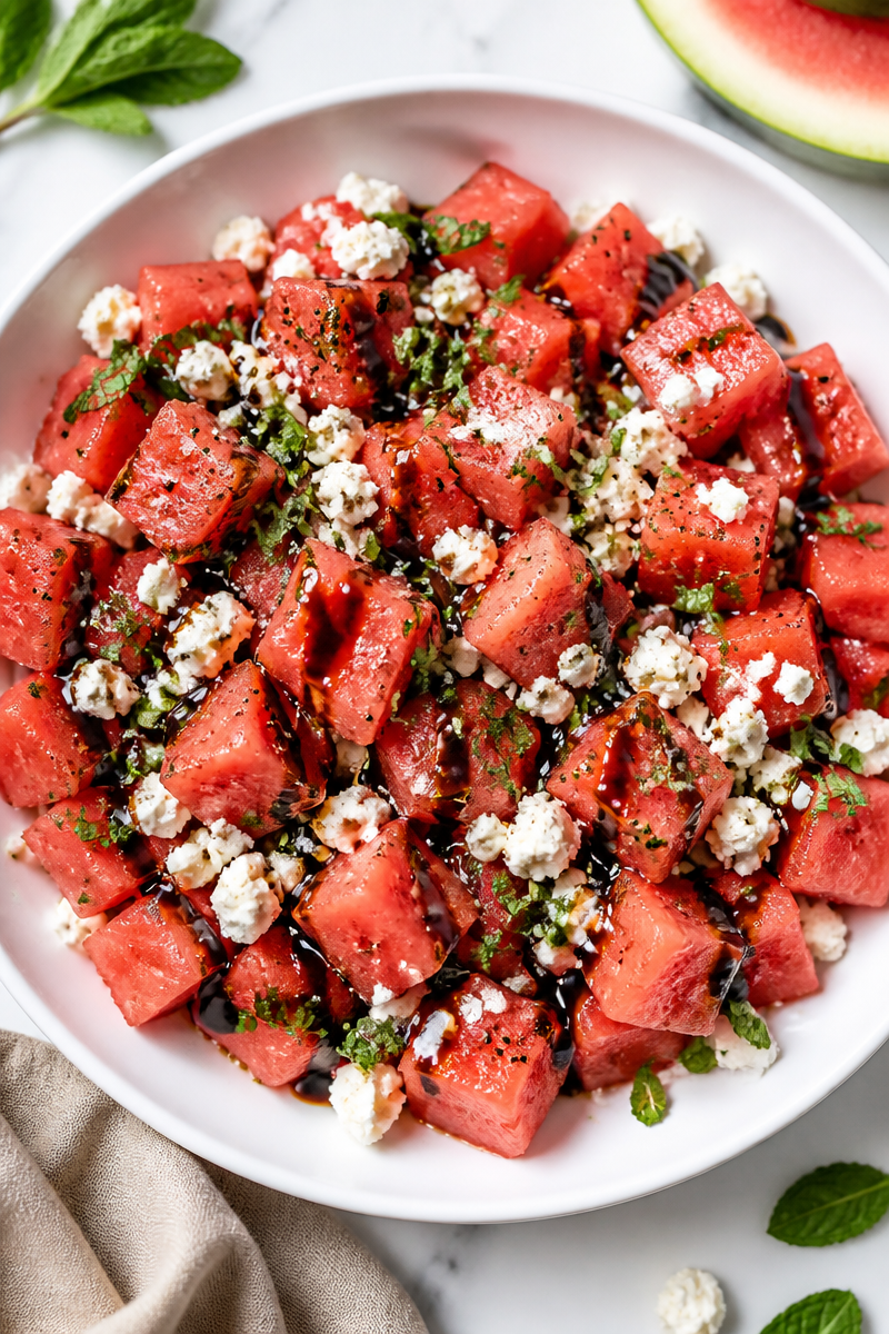Refreshing Watermelon Feta Salad with Balsamic Glaze