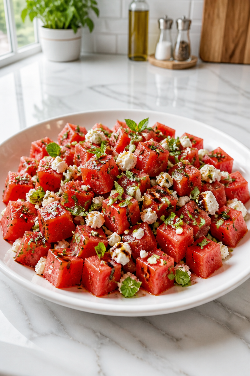 Refreshing Watermelon Feta Salad with Balsamic Glaze