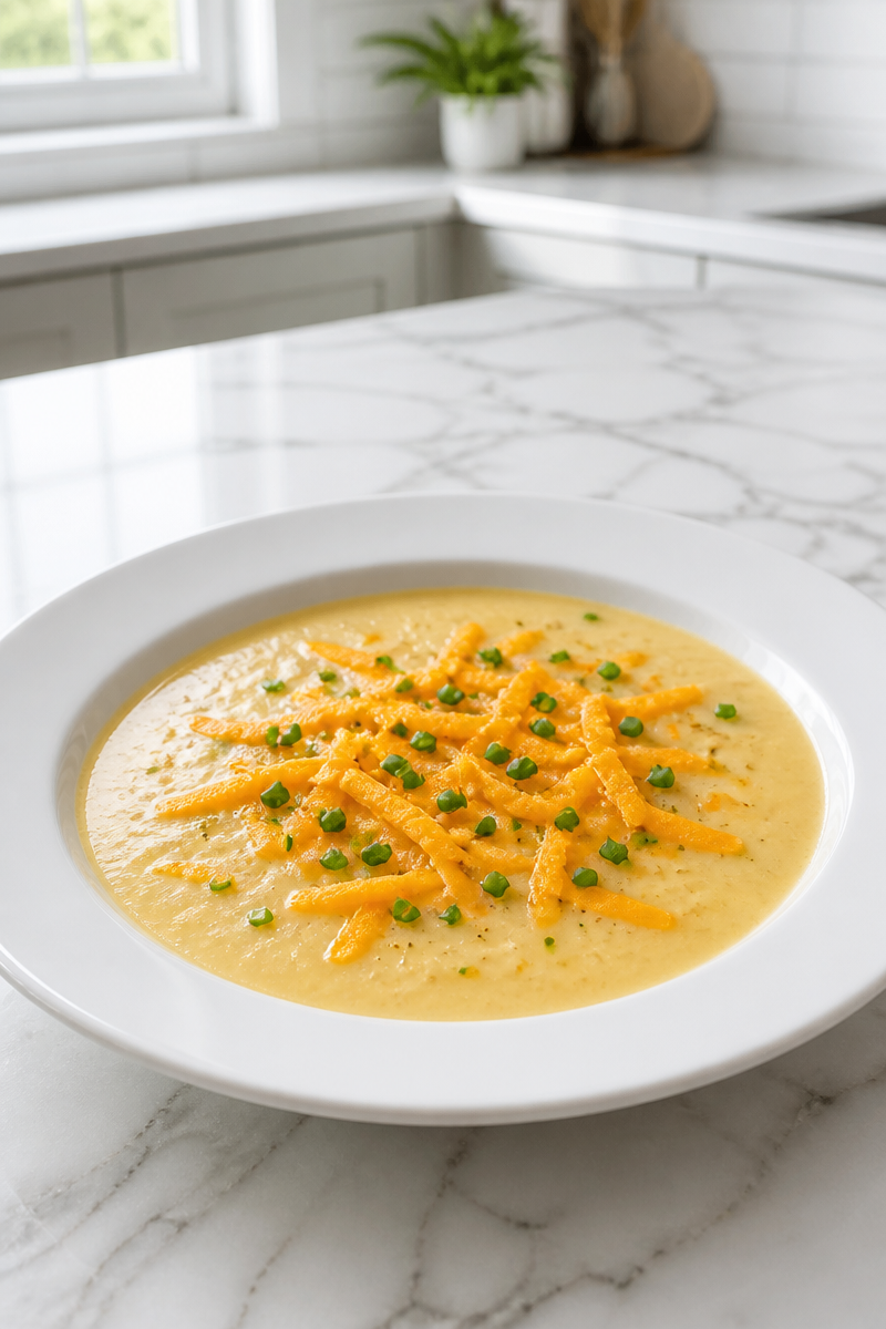 Rich Cauliflower Cheese Soup with Cheddar and Chives