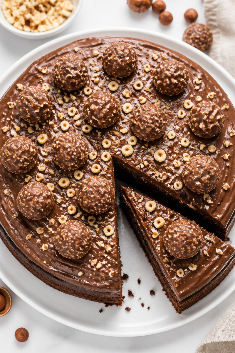 Rich Espresso And Hazelnut Ferrero Rocher Cake
