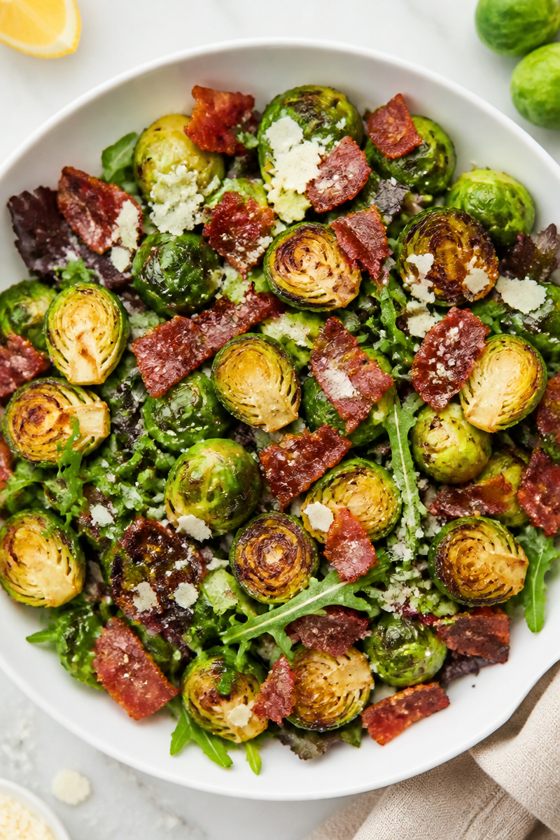 Roasted Brussels Sprout And Turkey Bacon Salad