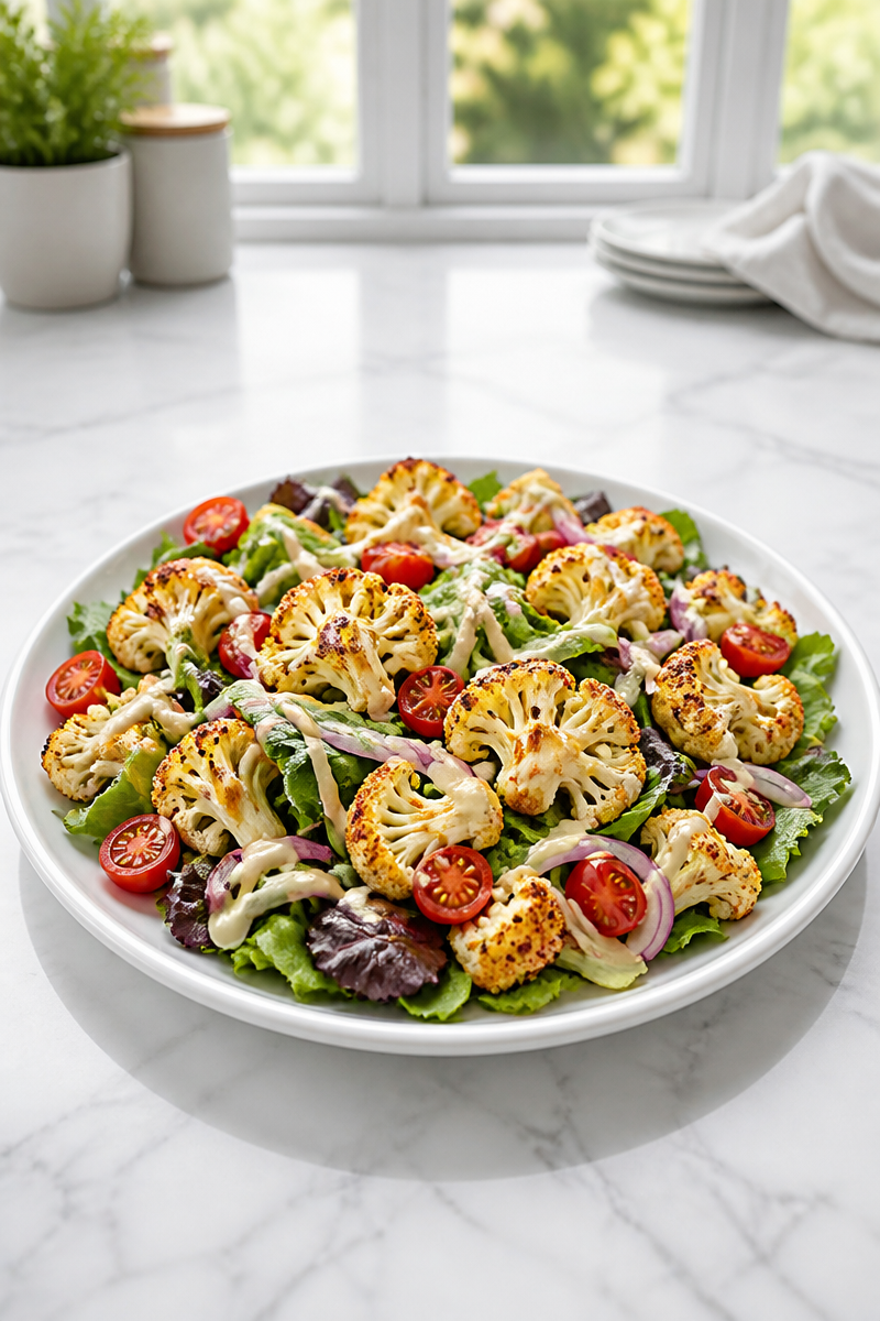 Roasted Cauliflower Salad with Tahini Dressing