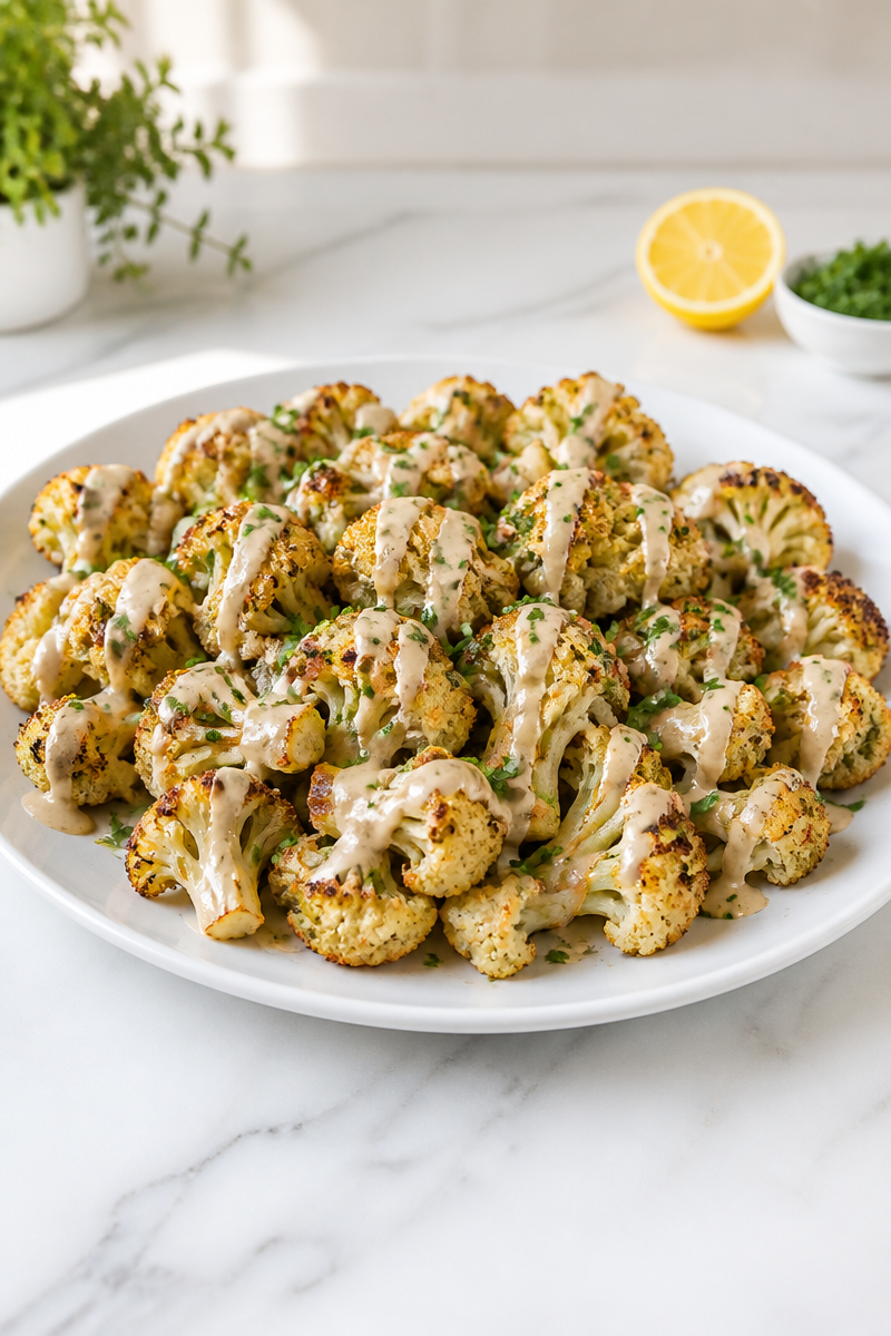 Roasted Cauliflower with Lemon Tahini Drizzle Roasted Cauliflower with Lemon Tahini Drizzle