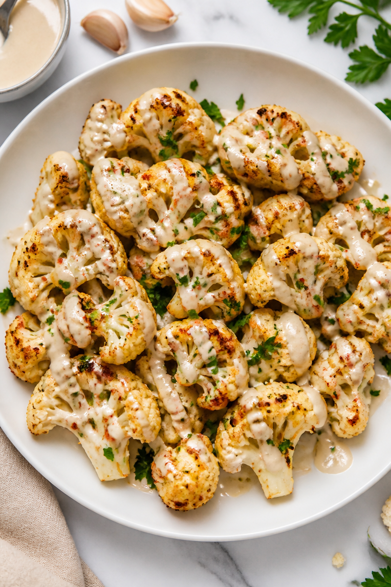 Roasted Cauliflower with Lemon Tahini Drizzle Roasted Cauliflower with Lemon Tahini Drizzle