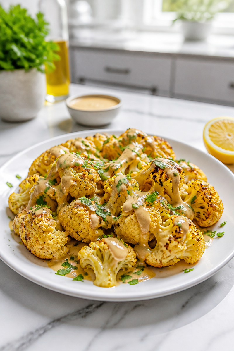 Roasted Cauliflower with Turmeric and Tahini