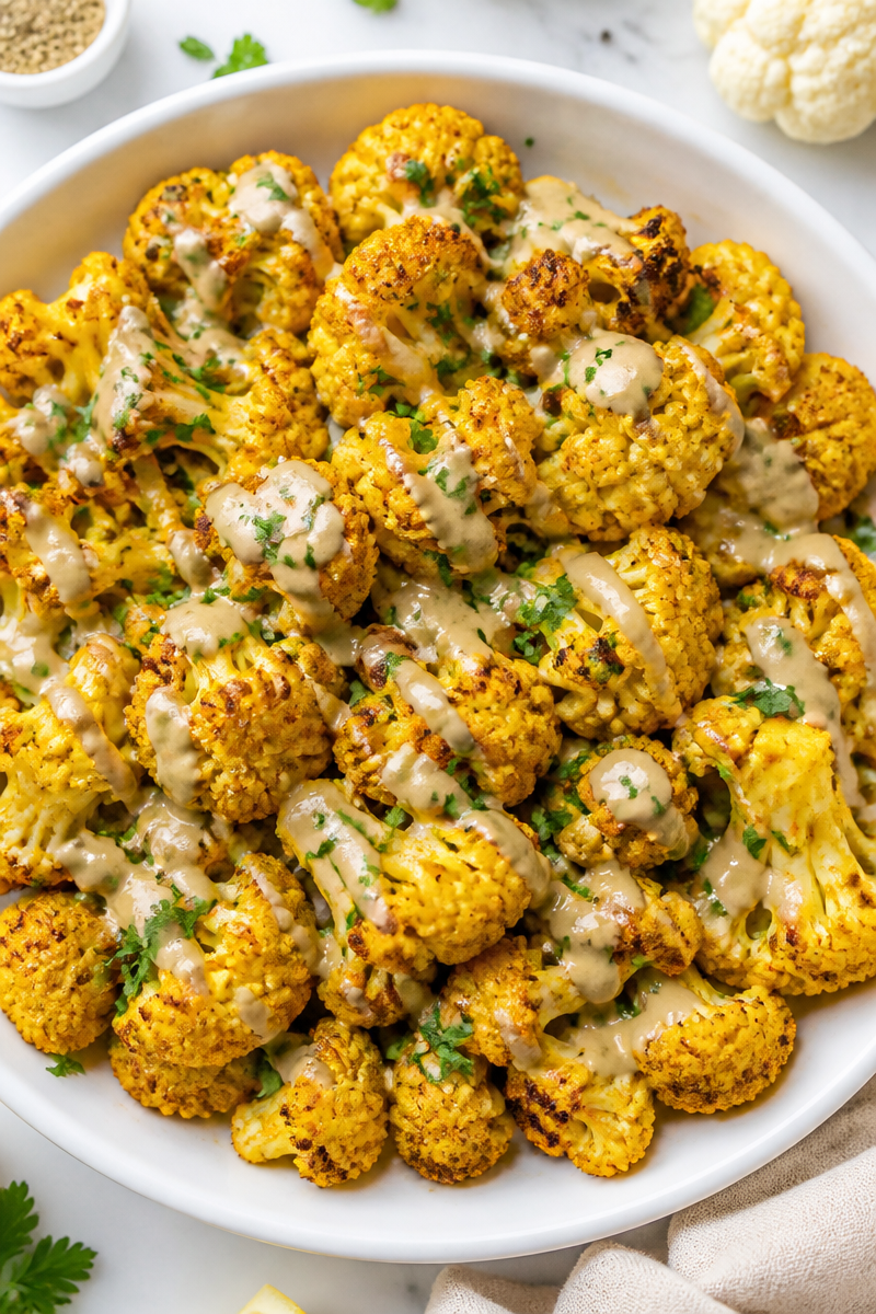 Roasted Cauliflower with Turmeric and Tahini