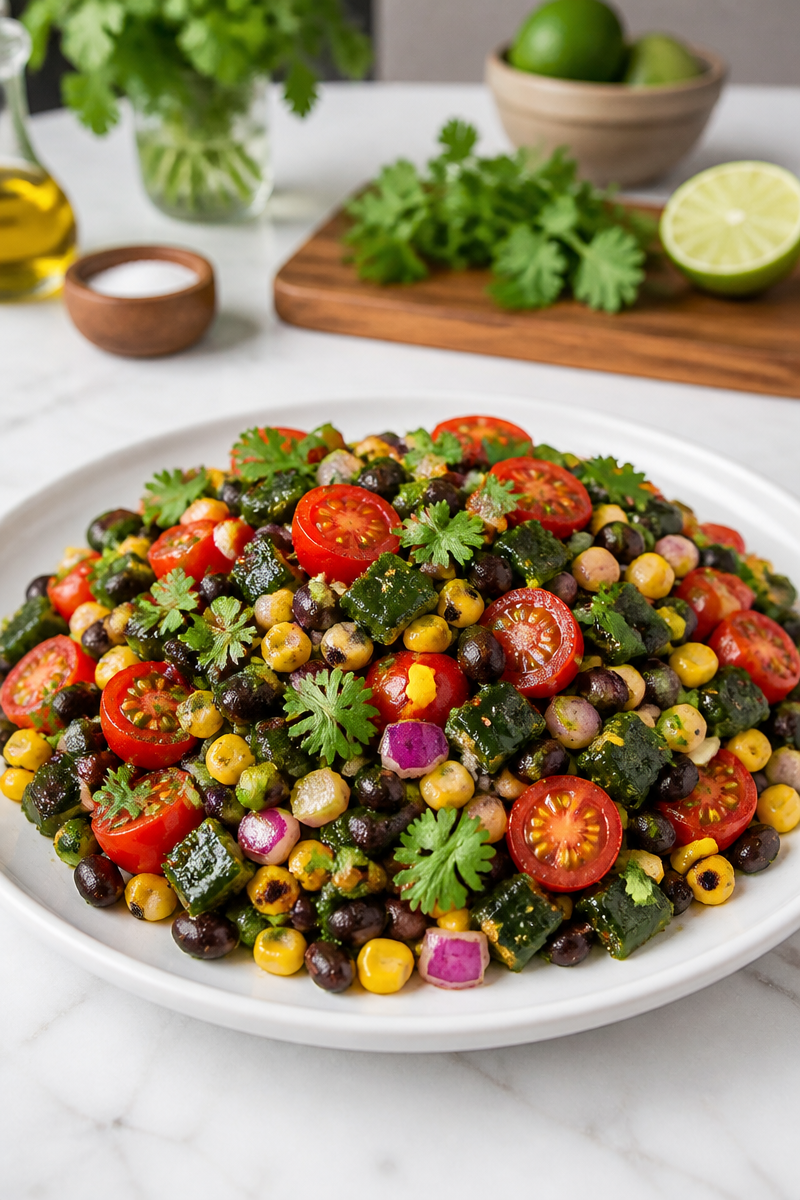 Roasted Poblano And Black Bean Corn Salad Roasted Poblano And Black Bean Corn Salad