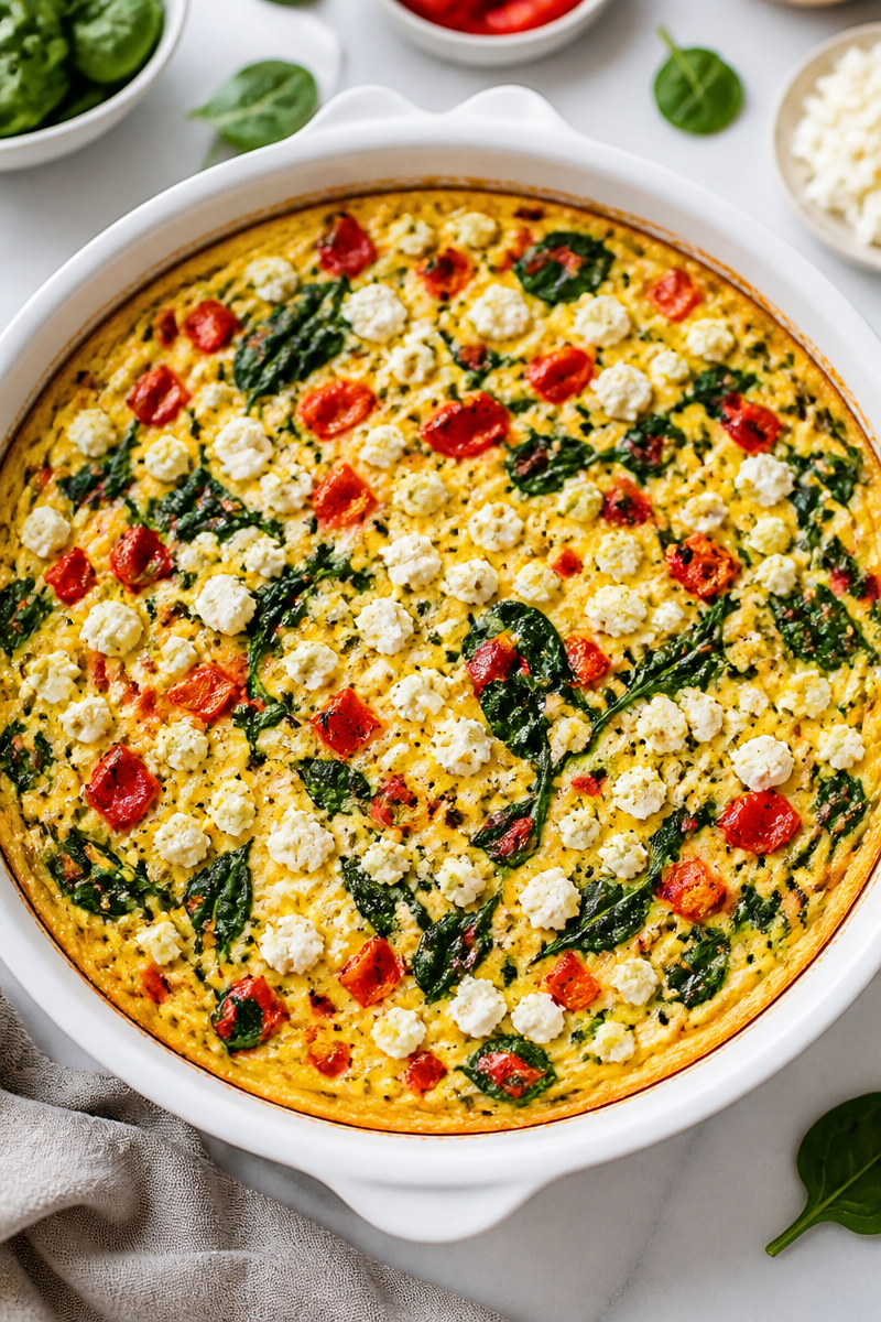 Roasted Red Pepper And Spinach Egg Frittata Roasted Red Pepper And Spinach Egg Frittata